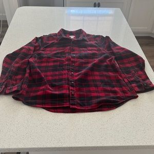 LL Bean red flannel plaid shirt - medium